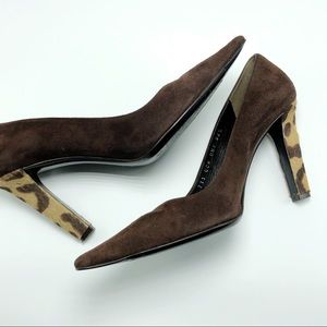 Valentino Suede Pump with Pony Hair Heel